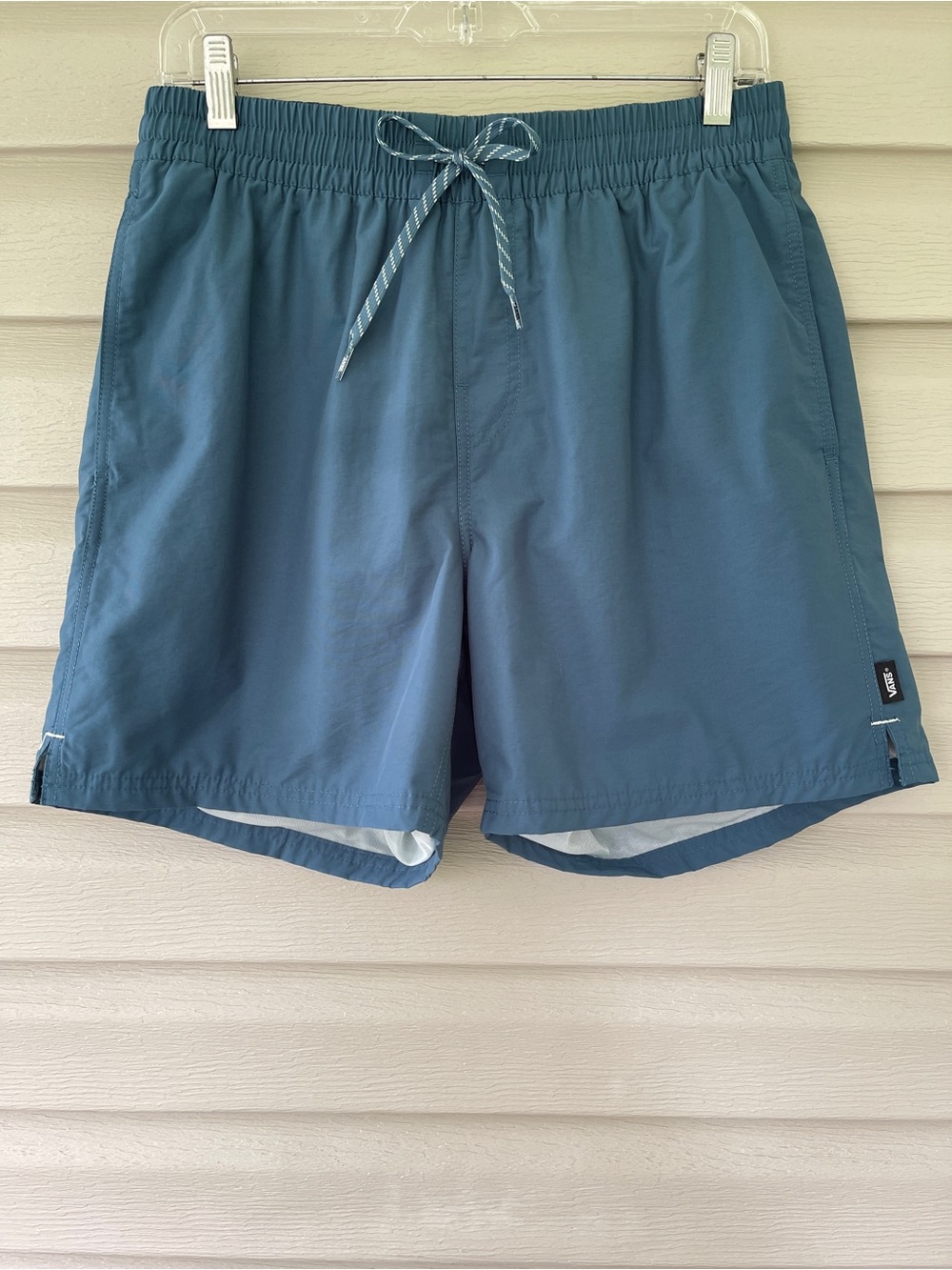Vans Mens Blue Swim Trunks Drawstring Lined Relaxed Fit Size S
